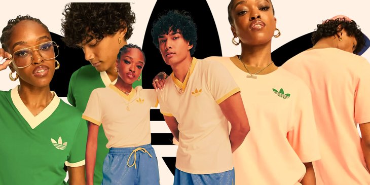 Notre marque coup de cœur c’est Adidas : dans l’esprit 90’s un peu vintage, coloré et assez large Jeunes modèles en tenue de sport Adidas Originals vintage, resté dans l’esprit 90’s, coloré et assez large